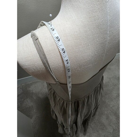 Casual Sleeveless V-Neck Tiered Maxi Dress With Adjustable Straps In Light Olive - Picture 7 of 8